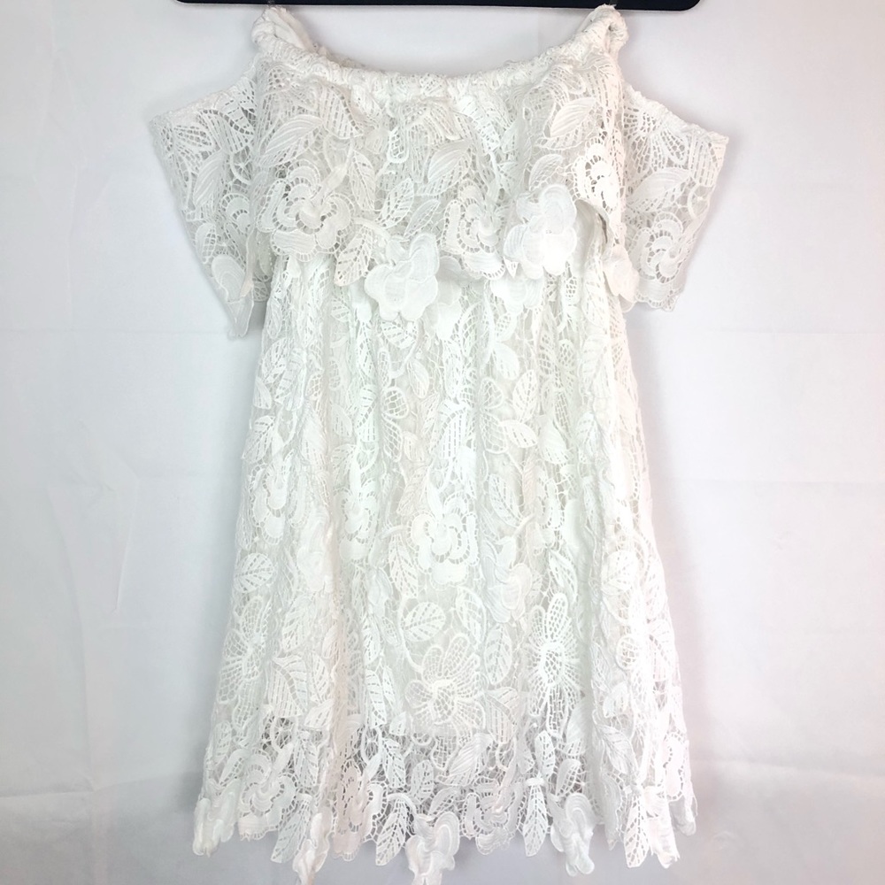 White Lace Off-Shoulder Dress | Large